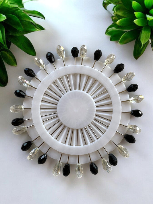 Head Pins - Crystal Black & White